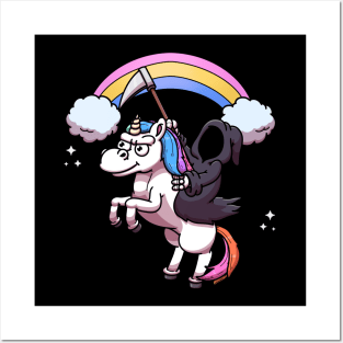 Death Riding Unicorn Rainbow Edition Posters and Art